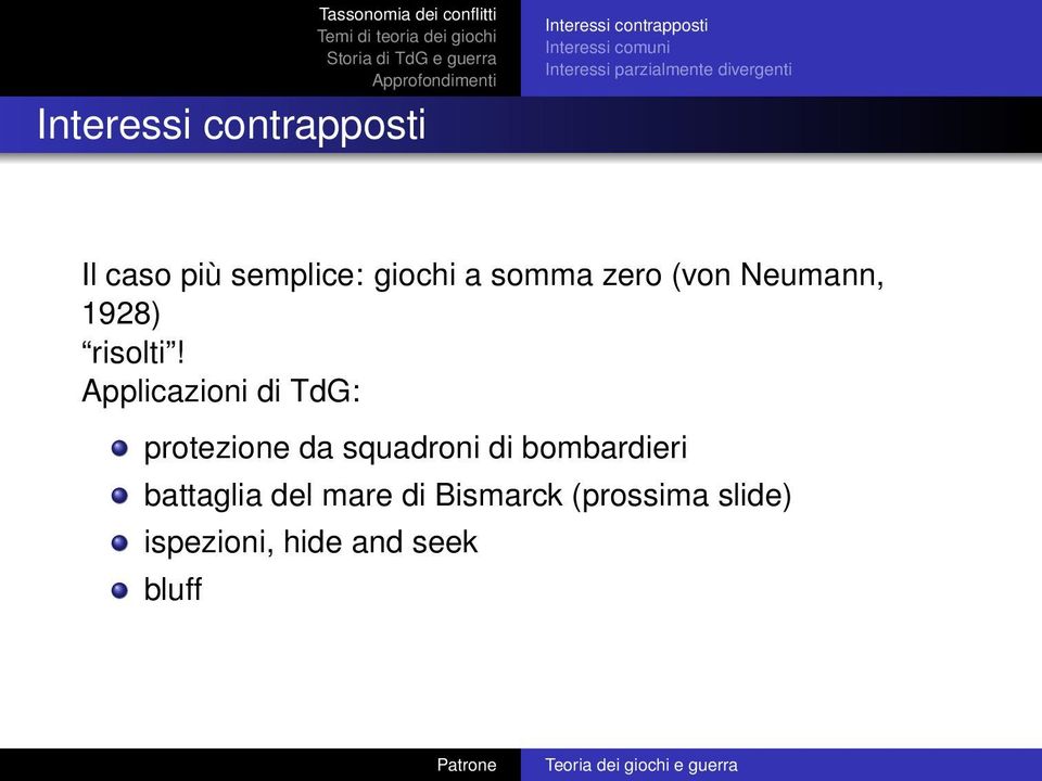 Applicazioni di TdG: protezione da squadroni di