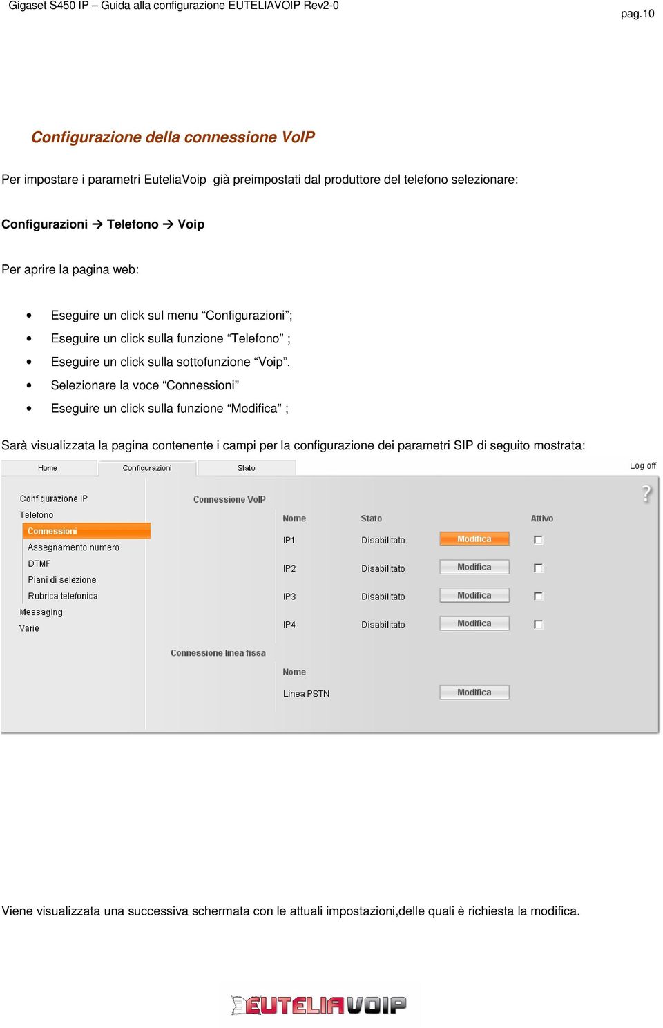 click sulla sottofunzione Voip.