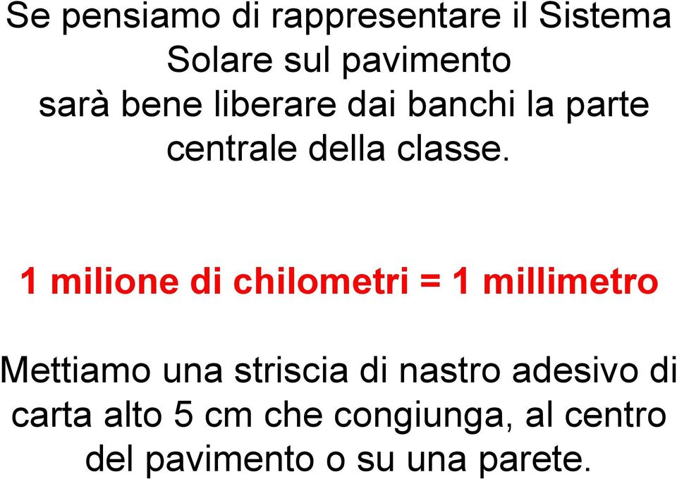 1 milione di chilometri = 1 millimetro Mettiamo una striscia di