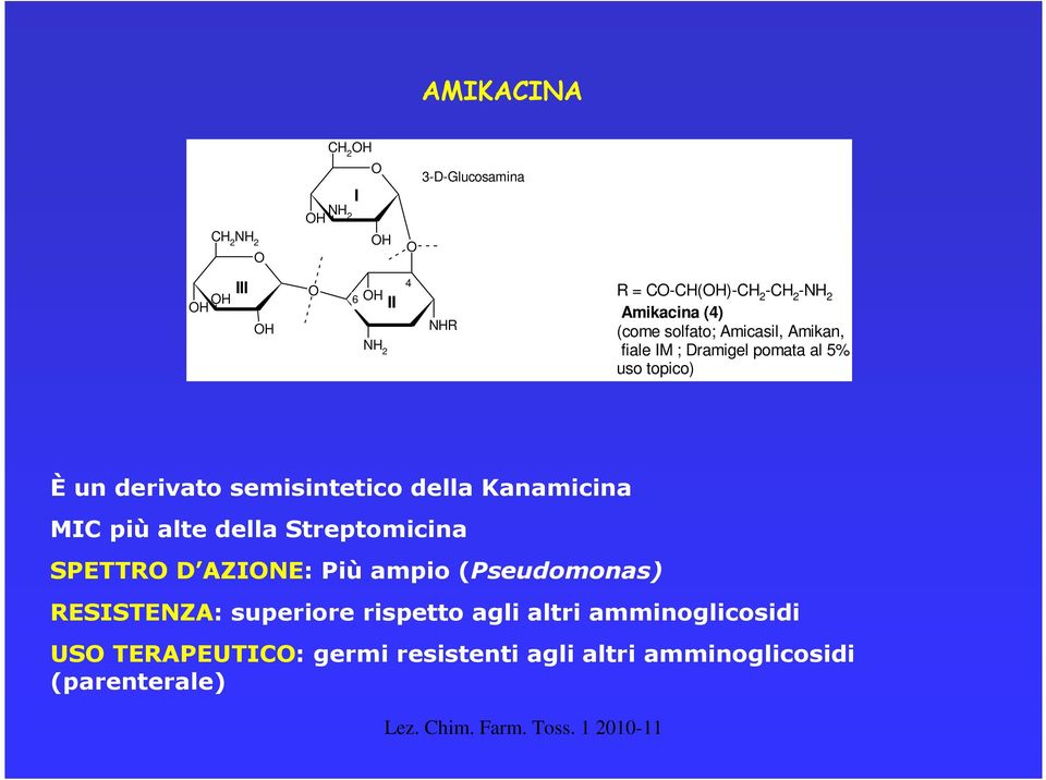 topico) È un derivato semisintetico della Kanamicina MIC più alte della Streptomicina SPETTR D AZINE: Più ampio (Pseudomonas)