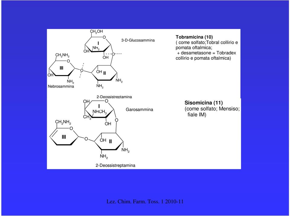 III H II Nebrosammina III H H 2-Deossistreptamina I NHCH 3 CH 3 H II