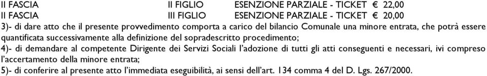 sopradescritto procedimento; 4)- di demandare al competente Dirigente dei Servizi Sociali l adozione di tutti gli atti conseguenti e necessari, ivi