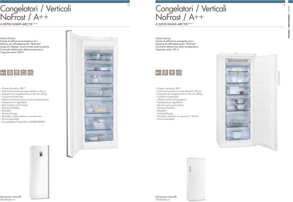 Temperatura regolabile Sbrinamento automatico Sistema FlexiBox MaxiBox Maniglia a tutta aezza in acciaio inox Porta reversibile Accostabile al frigorifero S 84000 KMW0 Autonomia senza energia