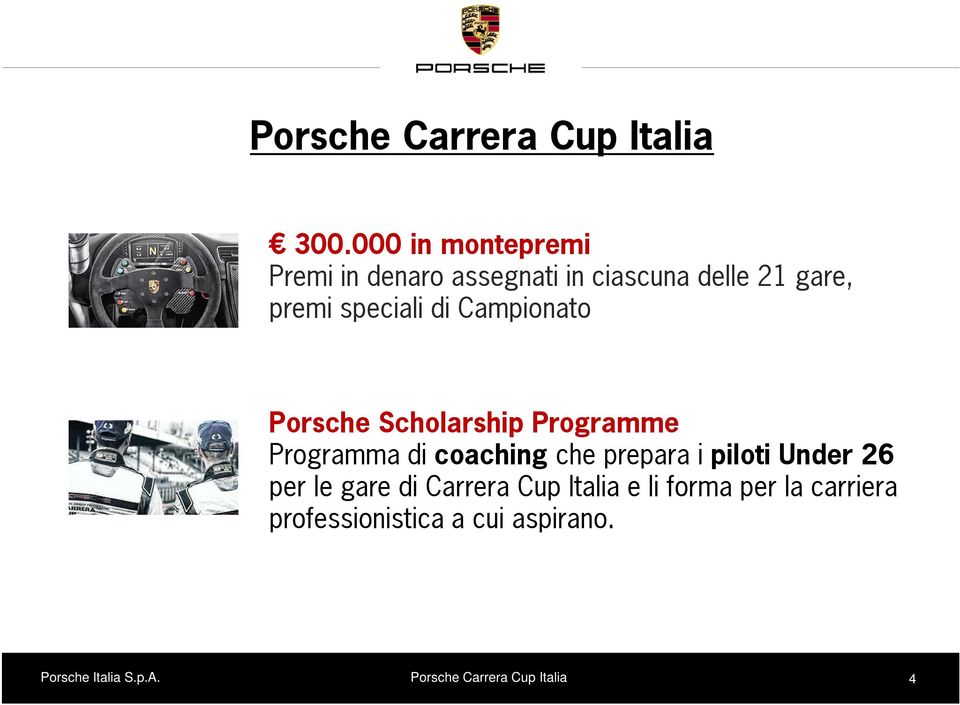 Campionato Porsche Scholarship Programme Programma di coaching che prepara i piloti Under
