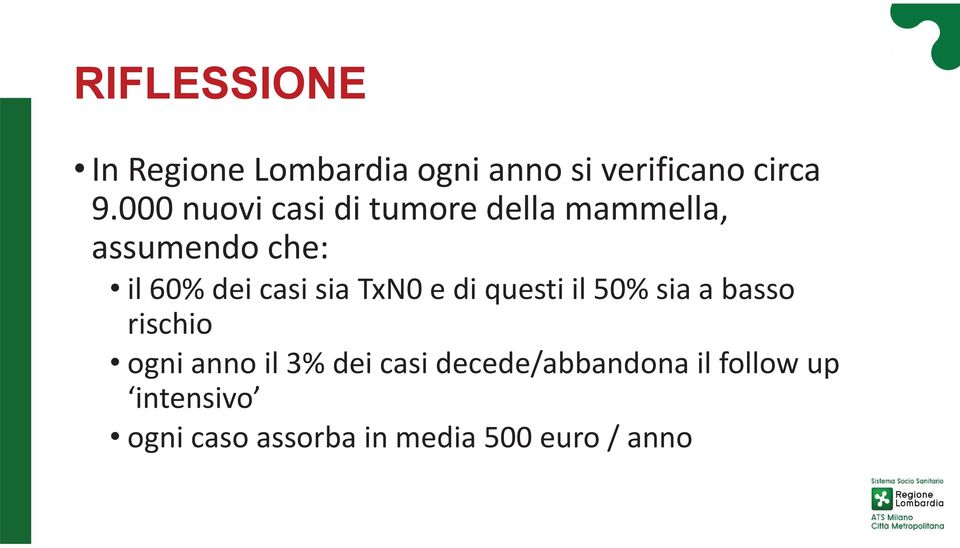 sia TxN0 e di questi il 50% sia a basso rischio ogni anno il 3% dei casi