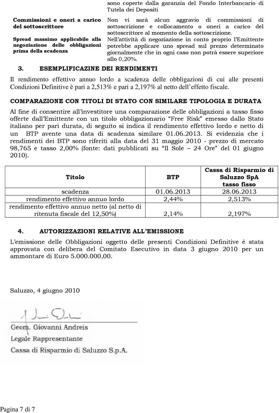 del sottoscrittore al momento della sottoscrizione.