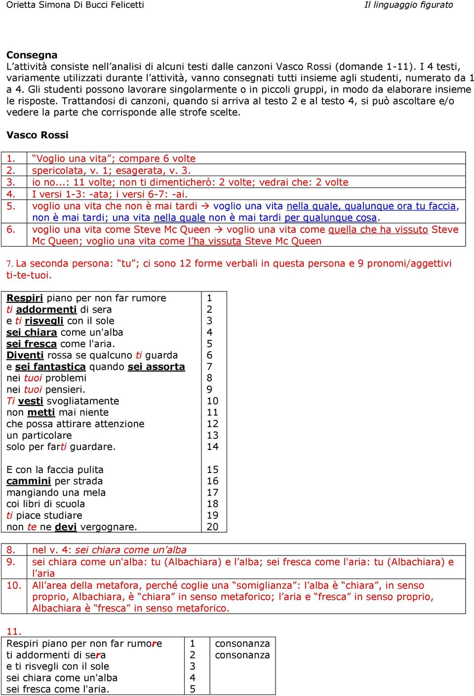 Gli studenti possono lavorare singolarmente o in piccoli gruppi, in modo da elaborare insieme le risposte.