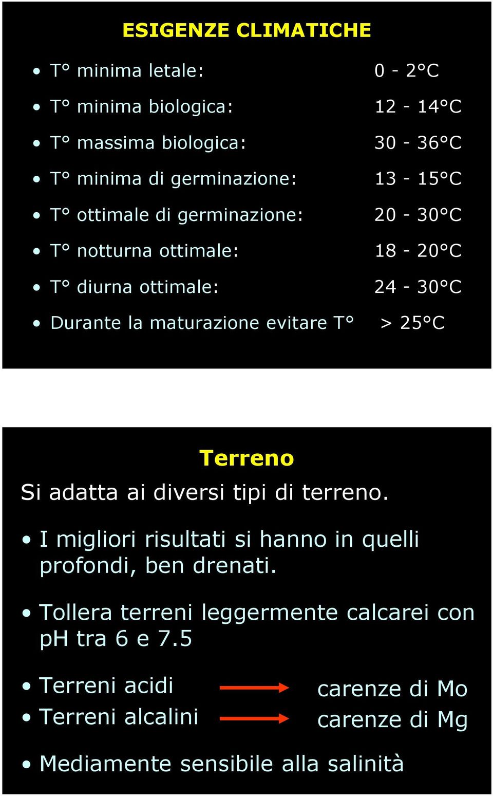 C Terreno Si adatta ai diversi tipi di terreno. I migliori risultati si hanno in quelli profondi, ben drenati.