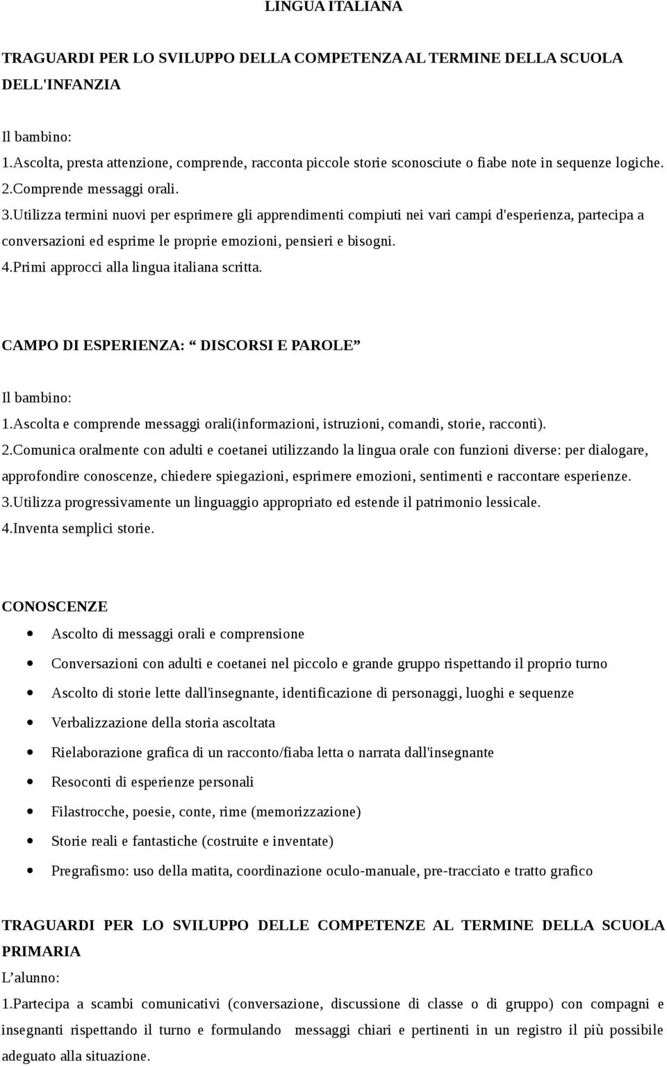 Utilizza termini nuovi per esprimere gli apprendimenti compiuti nei vari campi d'esperienza, partecipa a conversazioni ed esprime le proprie emozioni, pensieri e bisogni. 4.