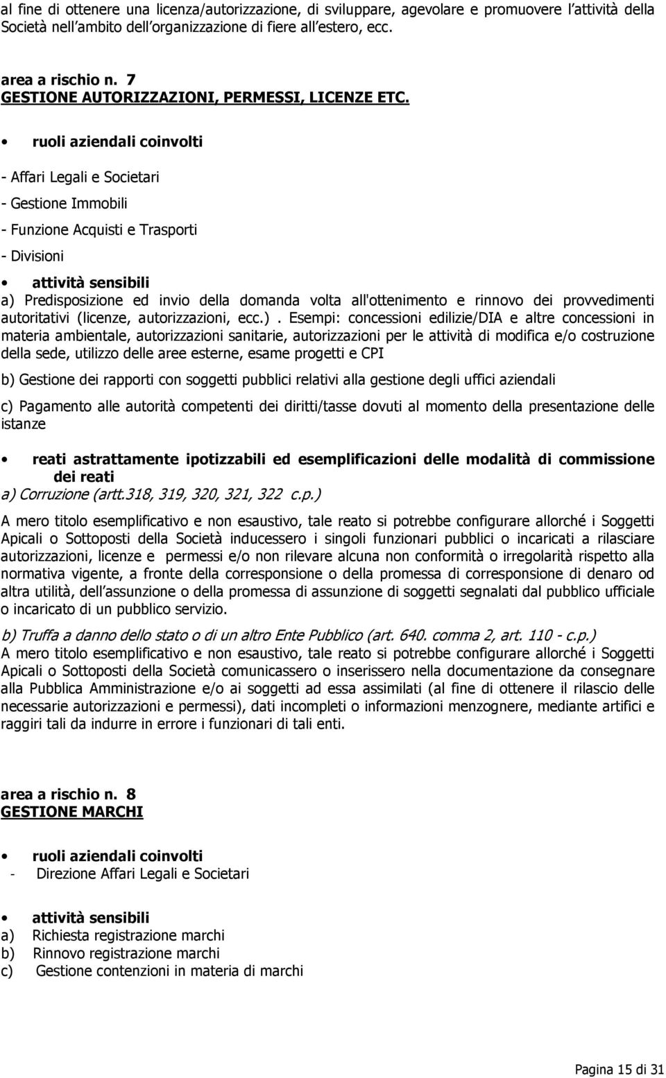 - Affari Legali e Societari - Gestione Immobili - Funzione Acquisti e Trasporti - Divisioni a) Predisposizione ed invio della domanda volta all'ottenimento e rinnovo dei provvedimenti autoritativi