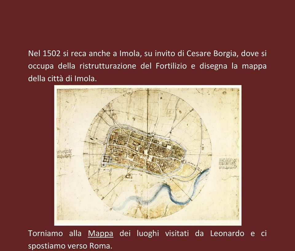 Fortilizio e disegna la mappa della città di Imola.