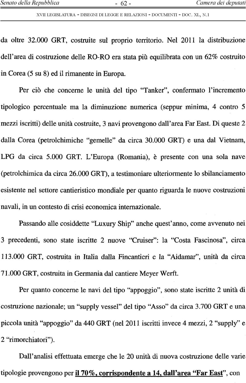 Per ciò che concerne le unità del tipo Tanker, confermato l incremento tipologico percentuale ma la diminuzione numerica (seppur minima, 4 contro 5 mezzi iscritti) delle unità costruite, 3 navi