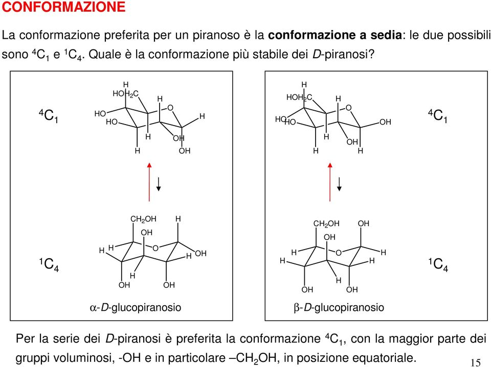 2 C 2 C 4 C 1 4 C 1 C 2 C 2 1 C 4 1 C 4 α-d-glucopiranosio β-d-glucopiranosio Per la serie dei