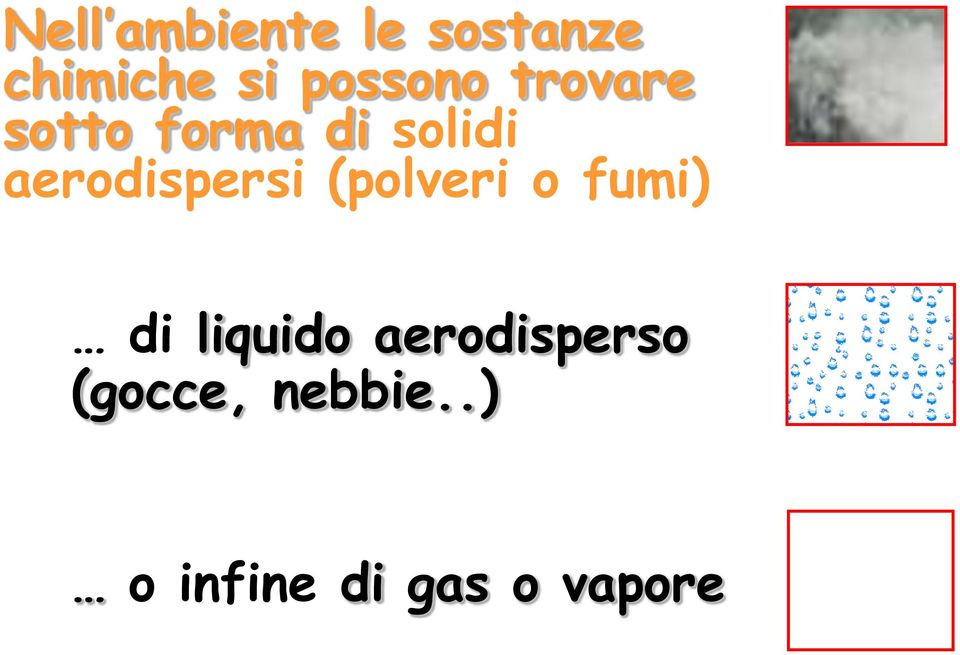 aerodispersi (polveri o fumi) di liquido