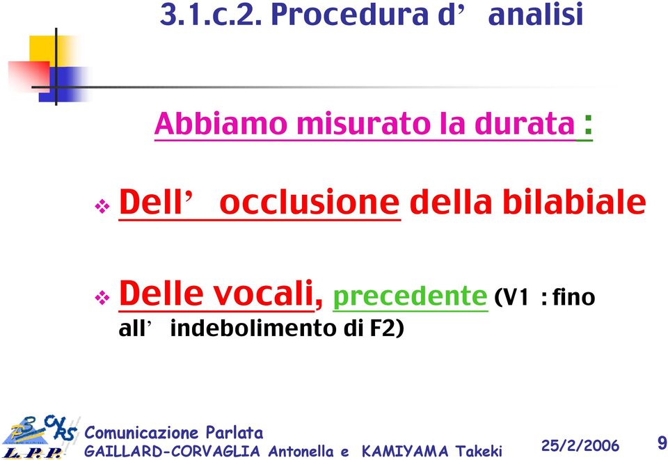 la durata : Dell occlusione della