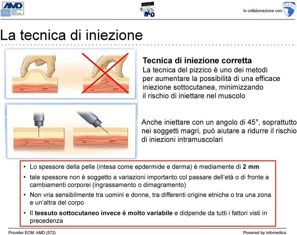 epdermide e derma) è mediamente di 2 mm tale spessore non è soggetto a variazioni importanto col passare dell età o di fronte a cambiamenti corporei (ingrassamento o dimagramento) Non vria