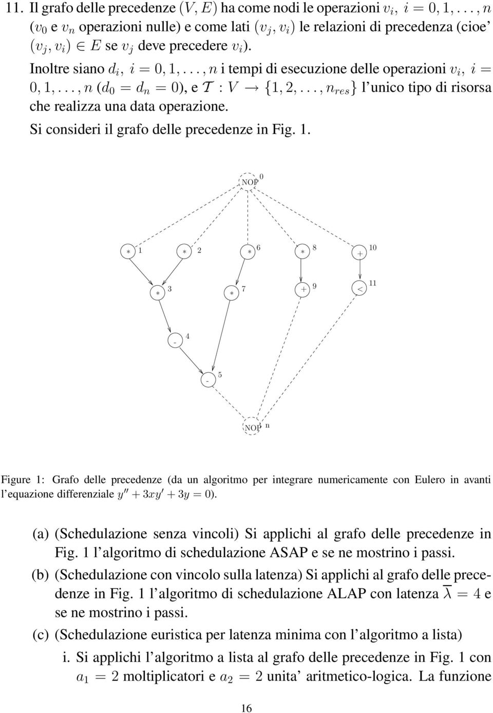 .., n i tempi di esecuzione delle operazioni v i, i = 0, 1,..., n (d 0 = d n = 0), e T : V {1, 2,..., n res } l unico tipo di risorsa che realizza una data operazione.