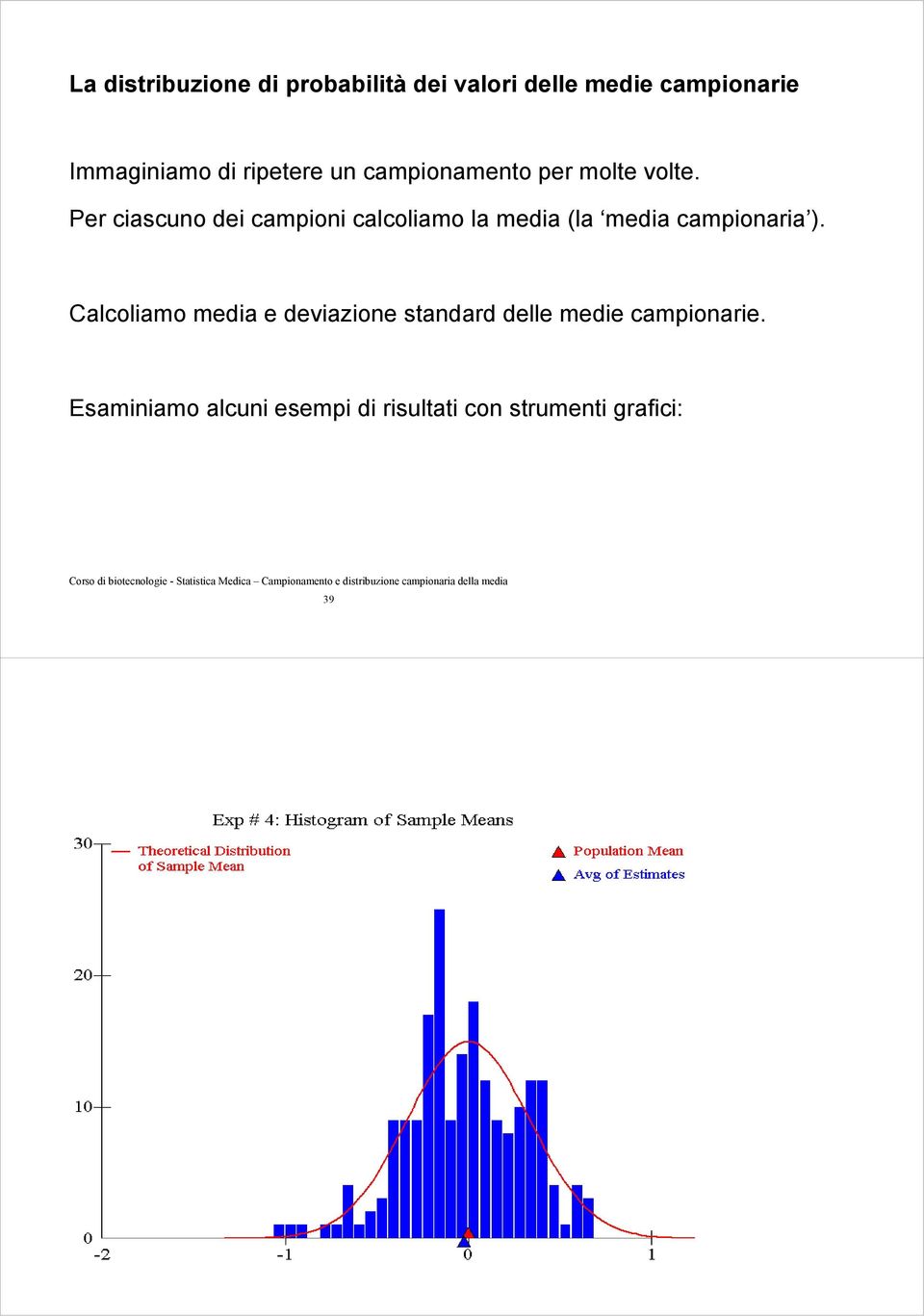 calcoliamo la media (la media campionaria ) Calcoliamo media e deviazione