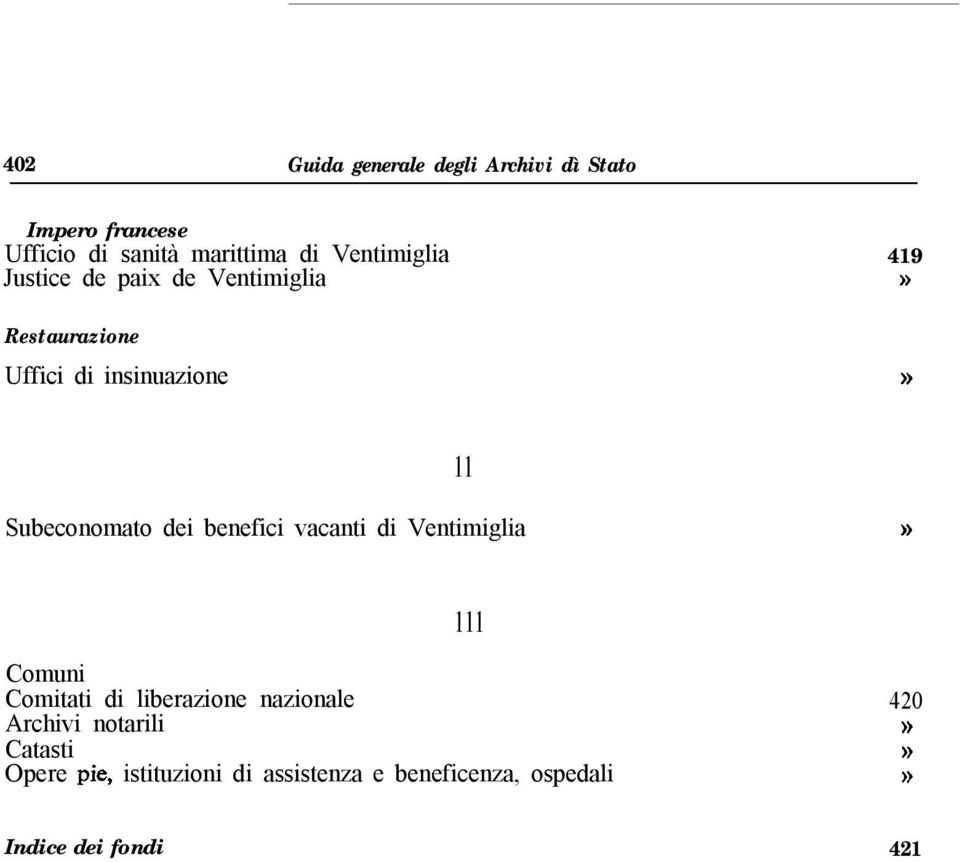 Subeconomato dei benefici vacanti di Ventimiglia 11 111 Comuni Comitati di liberazione nazionale