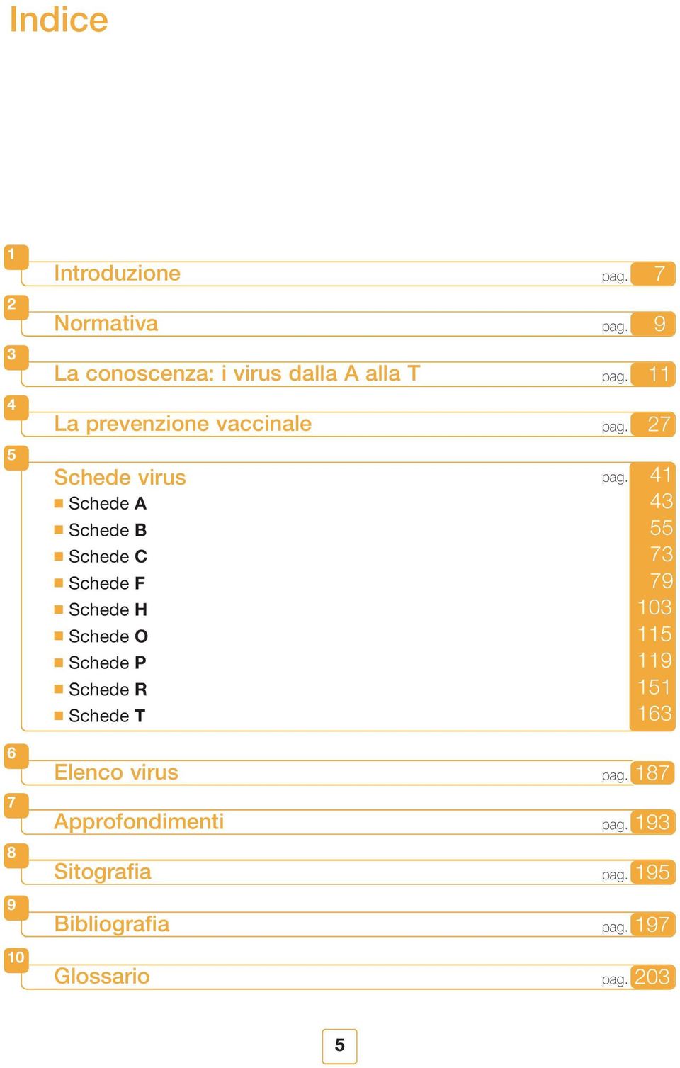 P Schede R Schede T Elenco virus Approfondimenti Sitografia Bibliografia Glossario pag. 7 pag.