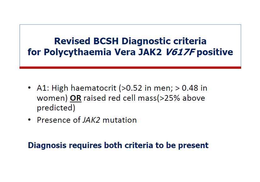 Diagnostic criteria for Polycithaemia Vera (PV) Diagnosis requires Both major criteria