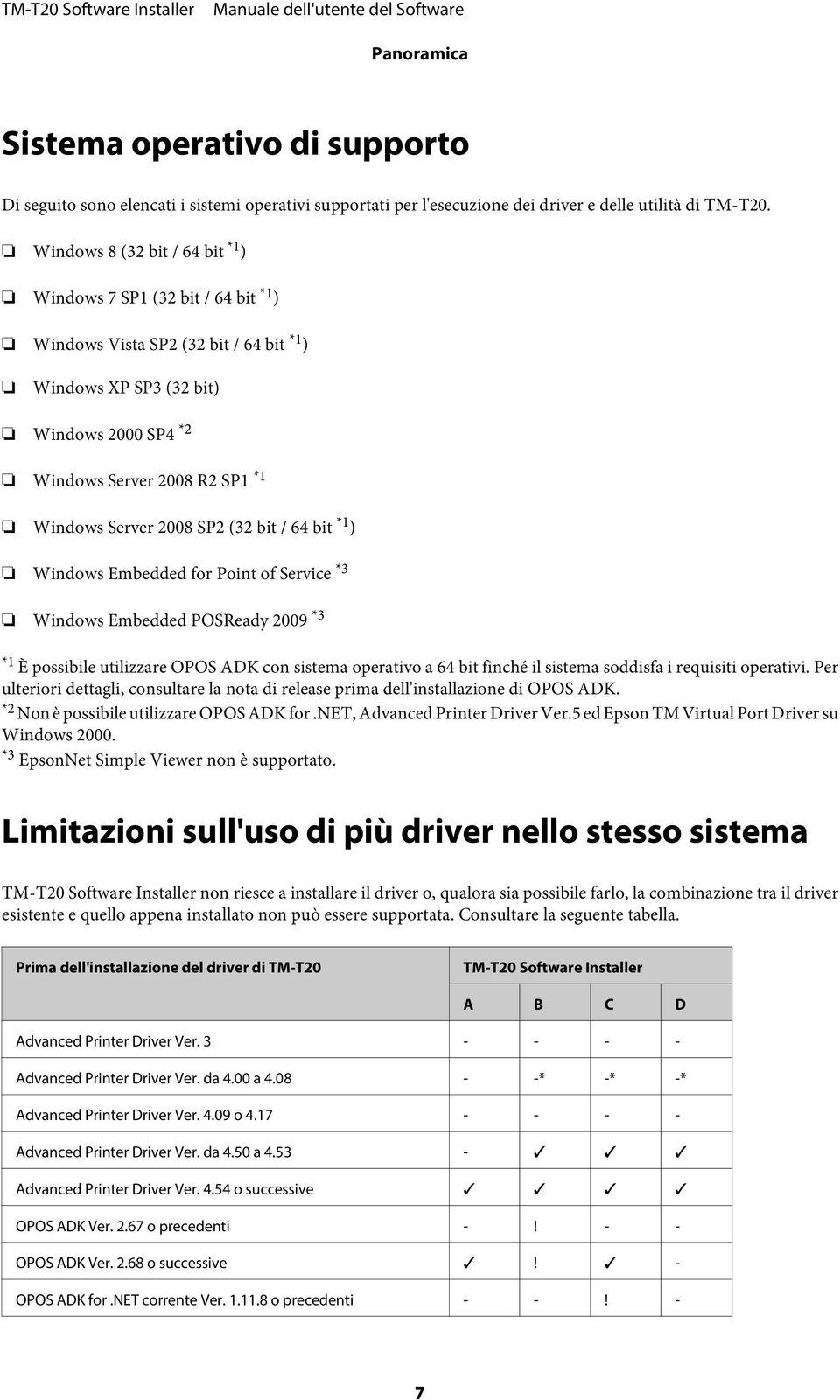 2008 SP2 (32 bit / 64 bit *1 ) Windows Embedded for Point of Service *3 Windows Embedded POSReady 2009 *3 *1 È possibile utilizzare OPOS ADK con sistema operativo a 64 bit finché il sistema soddisfa