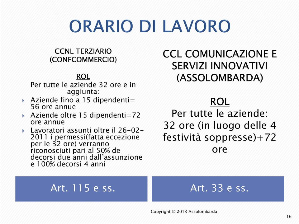 verranno riconosciuti pari al 50% de decorsi due anni dall assunzione e 100% decorsi 4 anni CCL COMUNICAZIONE E