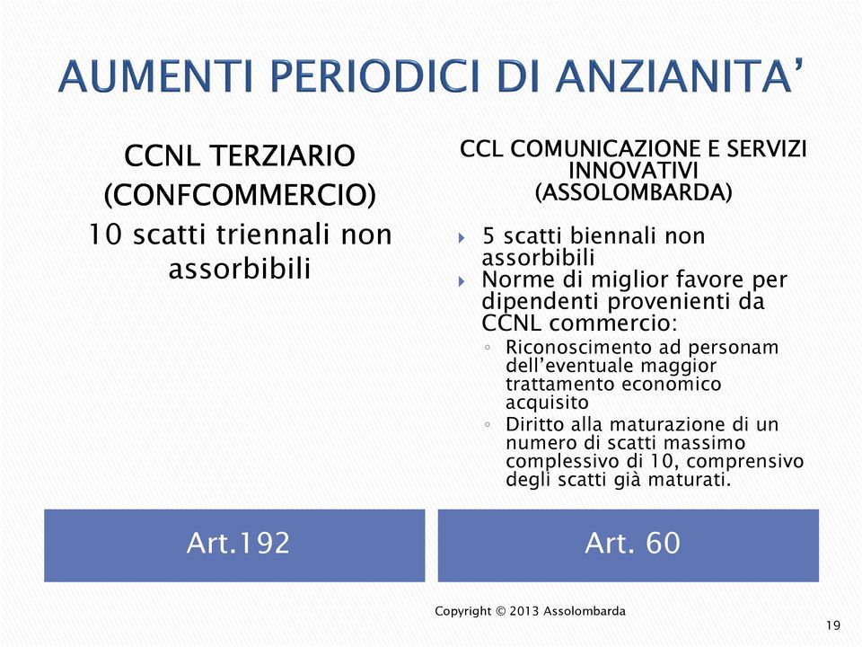 ad personam dell eventuale maggior trattamento economico acquisito Diritto alla maturazione di un