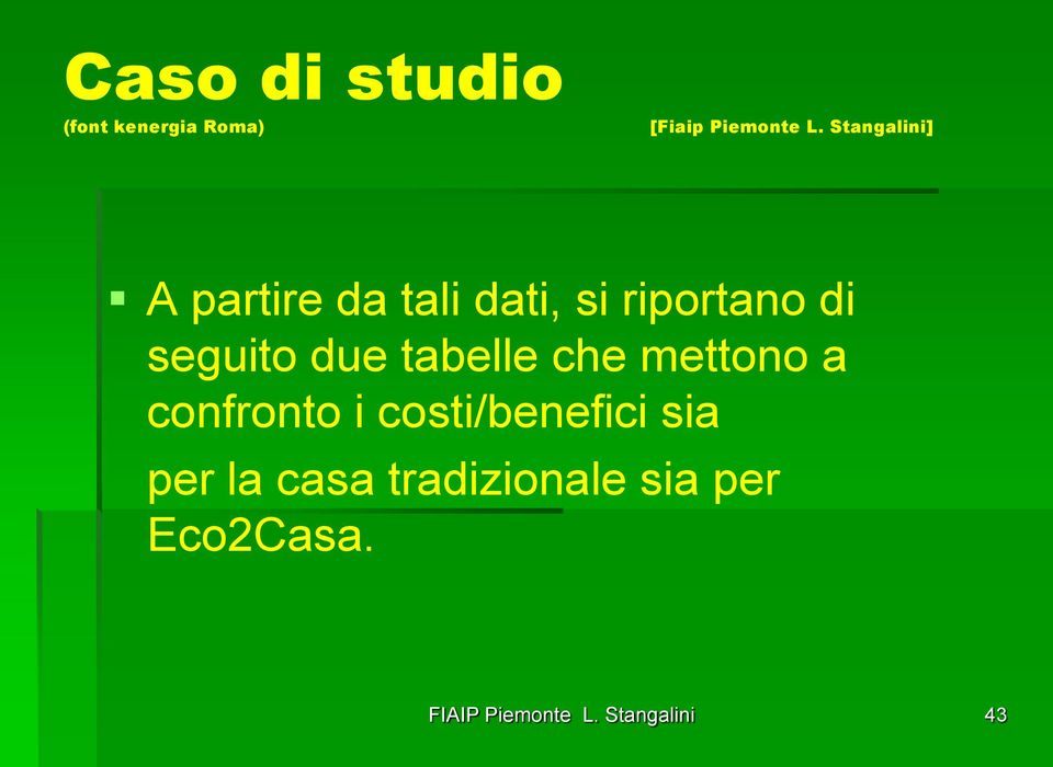 a confronto i costi/benefici sia per la casa