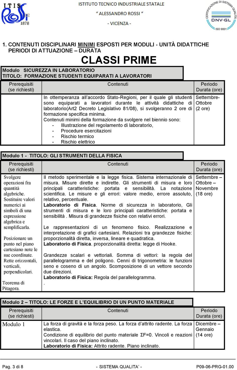 formazione specifica minima.