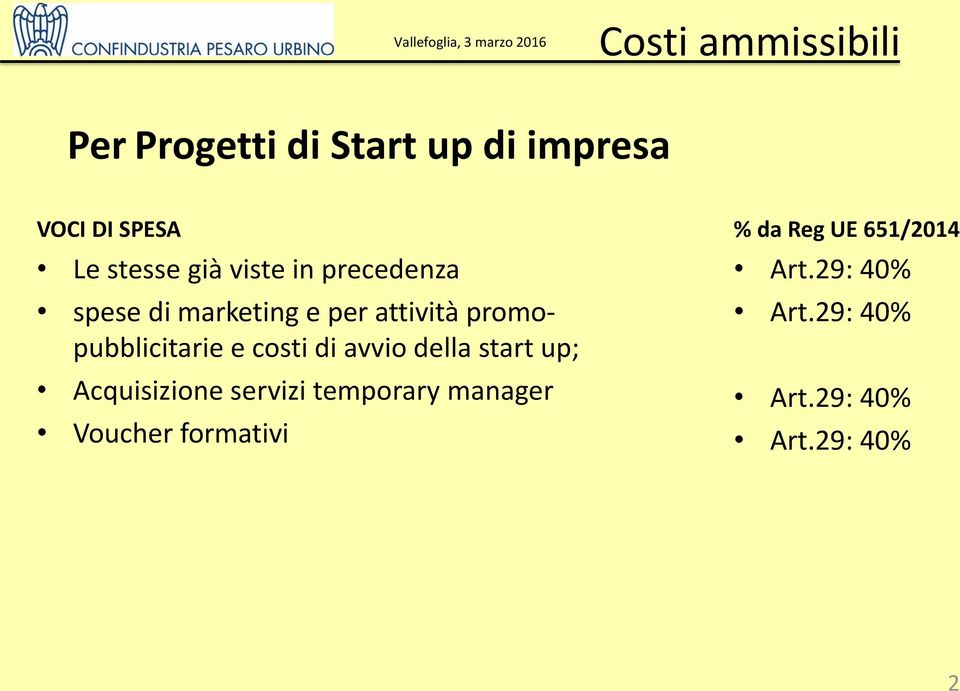 costi di avvio della start up; Acquisizione servizi temporary manager Voucher