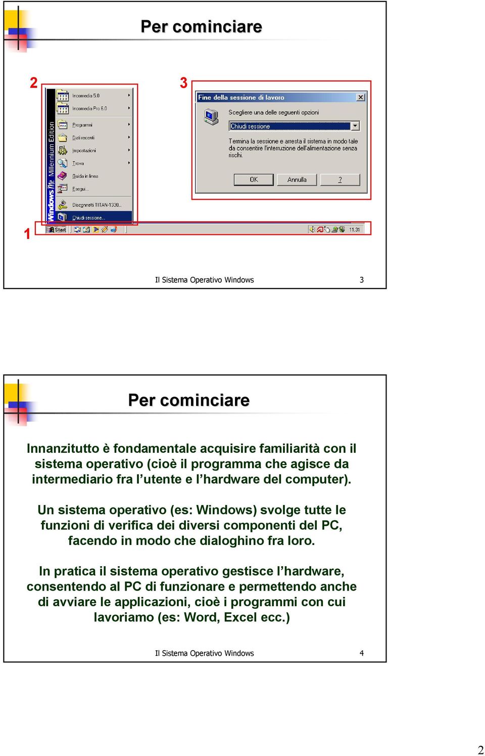 Un sistema operativo (es: Windows) svolge tutte le funzioni di verifica dei diversi componenti del PC, facendo in modo che dialoghino fra loro.