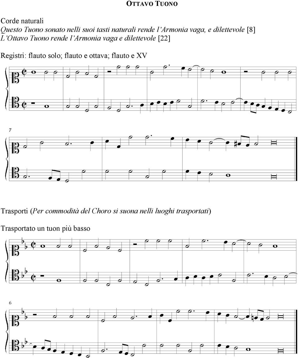 [22] Registri: flauto solo; flauto e ottava; flauto e XV Trasporti (Per