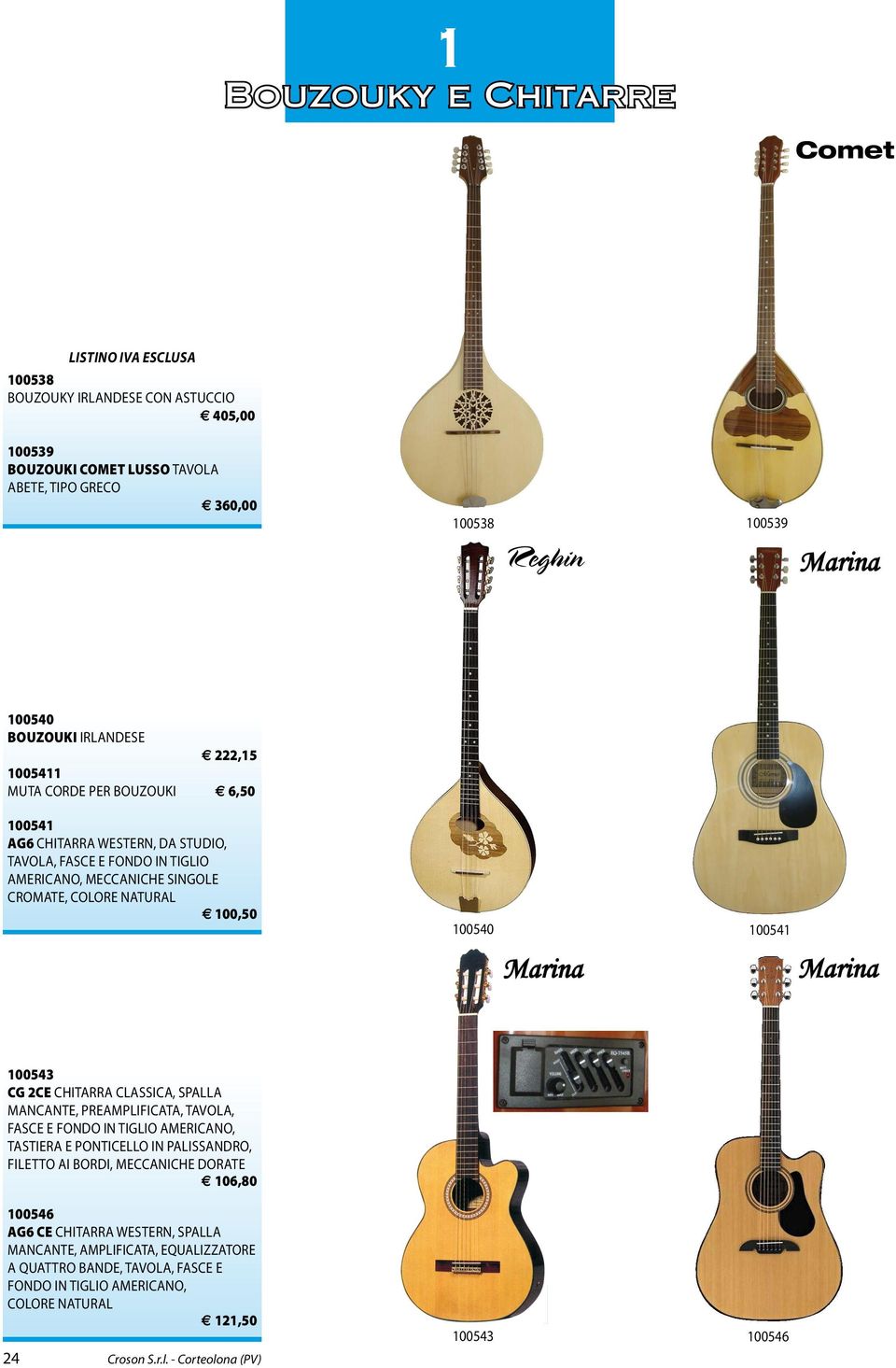 Marina 100543 Cg 2CE chitarra classica, spalla mancante, preamplificata, tavola, fasce e Fondo in tiglio americano, tastiera e ponticello in palissandro, filetto ai bordi, meccaniche dorate 106,80