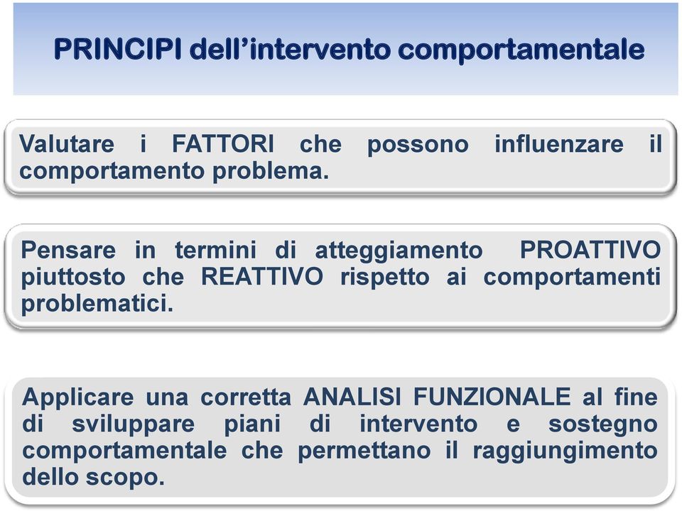 Pensare in termini di atteggiamento PROATTIVO piuttosto che REATTIVO rispetto ai