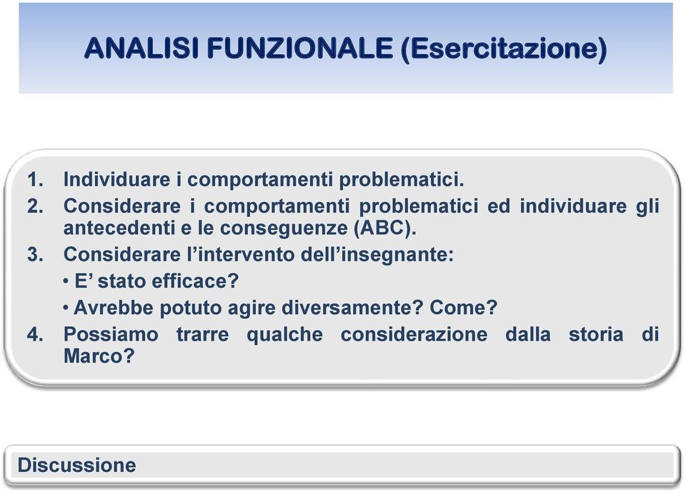 (ABC). 3. Considerare l intervento dell insegnante: E stato efficace?