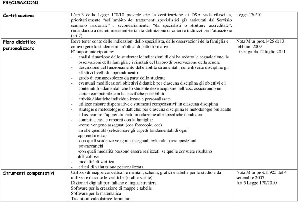 da specialisti o strutture accreditate, rimandando a decreti interministeriali la definizione di criteri e indirizzi per l attuazione (art.7).