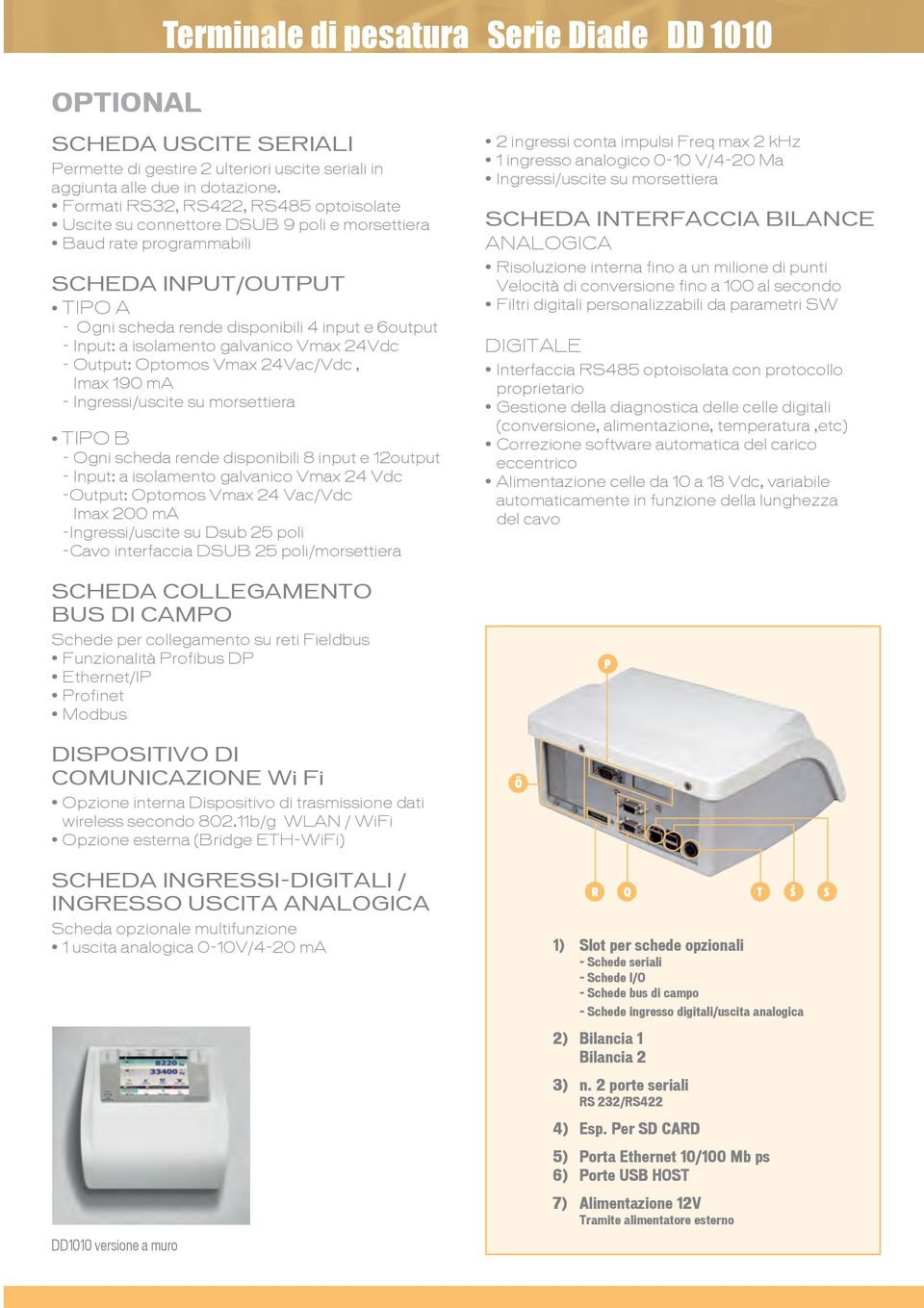 isolamento galvanico Vmax 24Vdc - Output: Optomos Vmax 24Vac/Vdc, Imax 190 ma - Ingressi/uscite su morsettiera TIPO B - Ogni scheda rende disponibili 8 input e 12output - Input: a isolamento