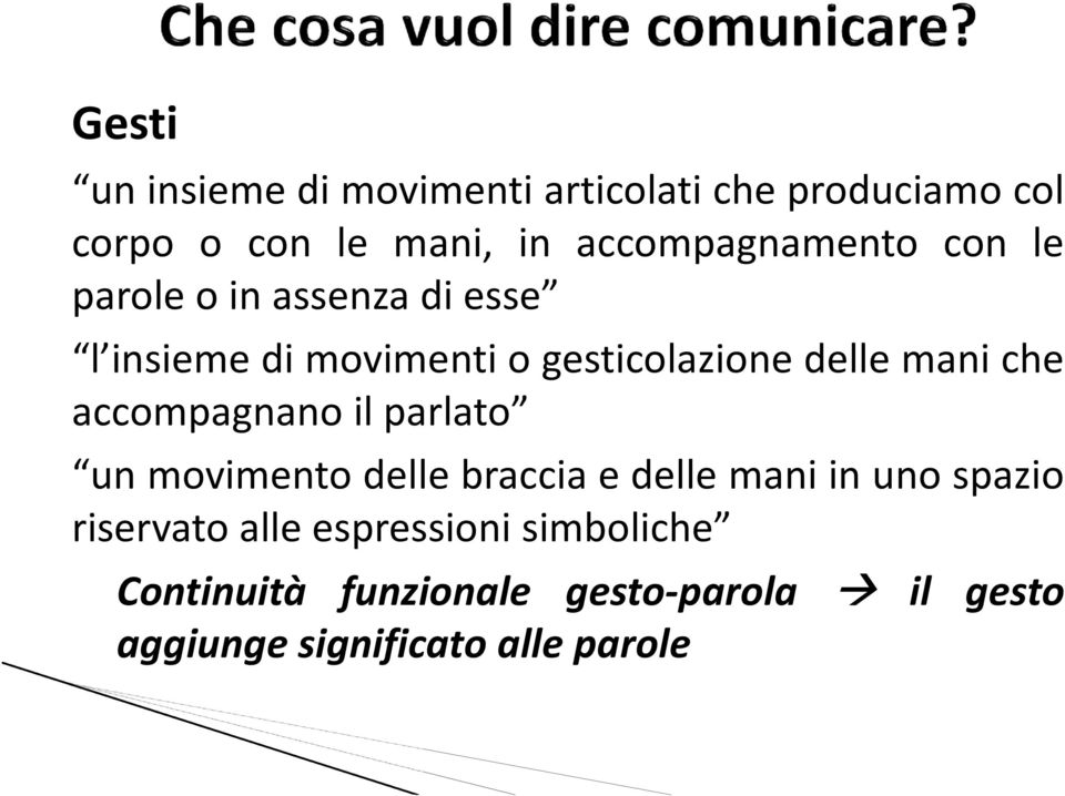 mani che accompagnano il parlato unmovimentodellebracciaedellemaniinunospazio riservato