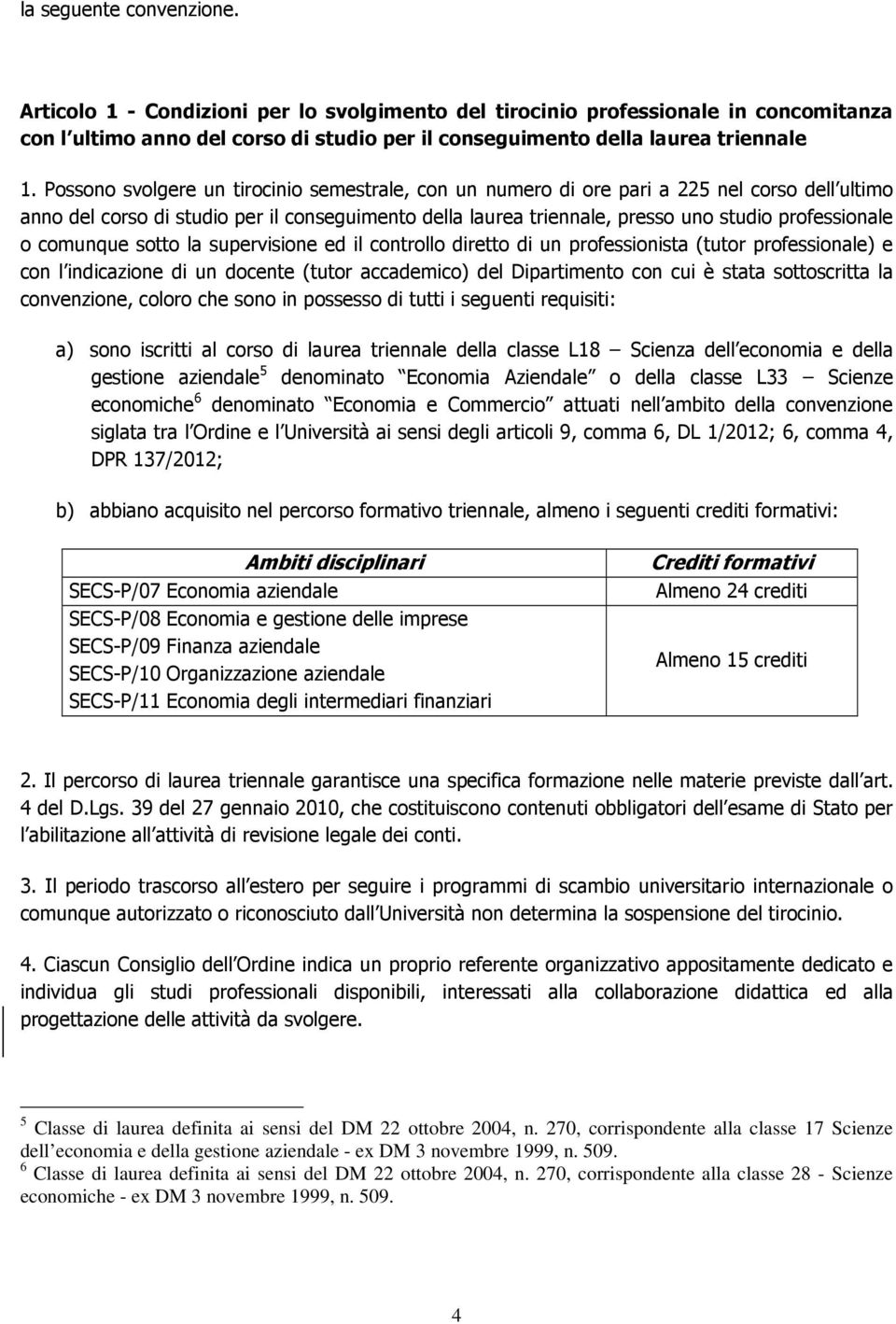 comunque sotto la supervisione ed il controllo diretto di un professionista (tutor professionale) e con l indicazione di un docente (tutor accademico) del Dipartimento con cui è stata sottoscritta la