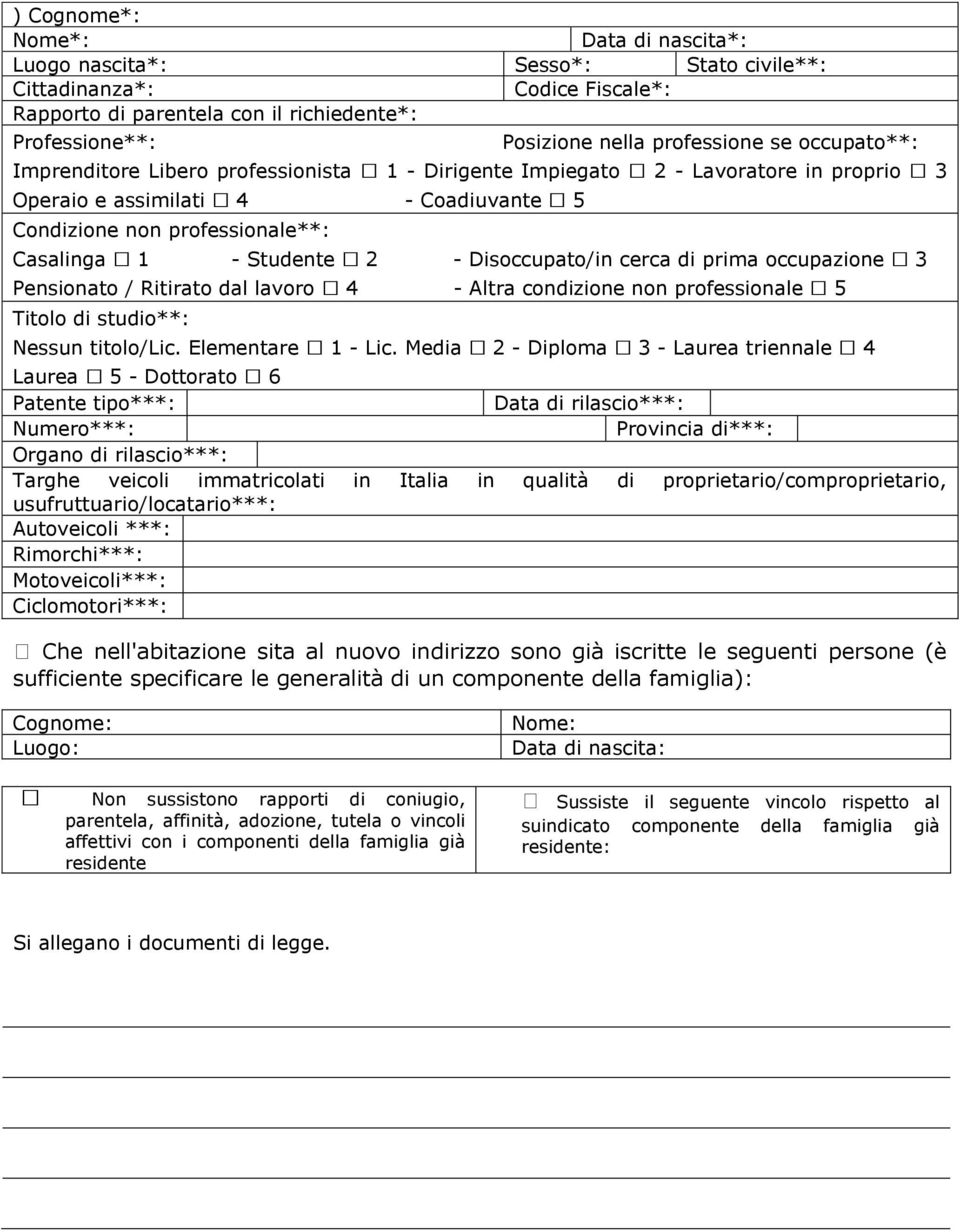 rapporti di coniugio, parentela, affinità, adozione, tutela o vincoli affettivi con i componenti della famiglia già