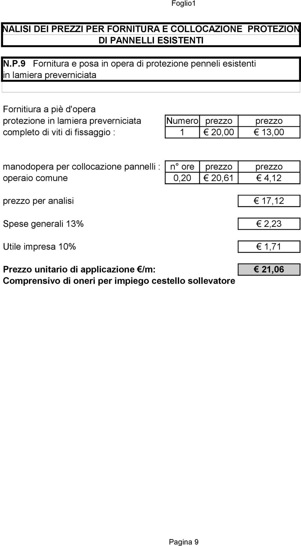 R FORNITURA E COLLOCAZIONE PR