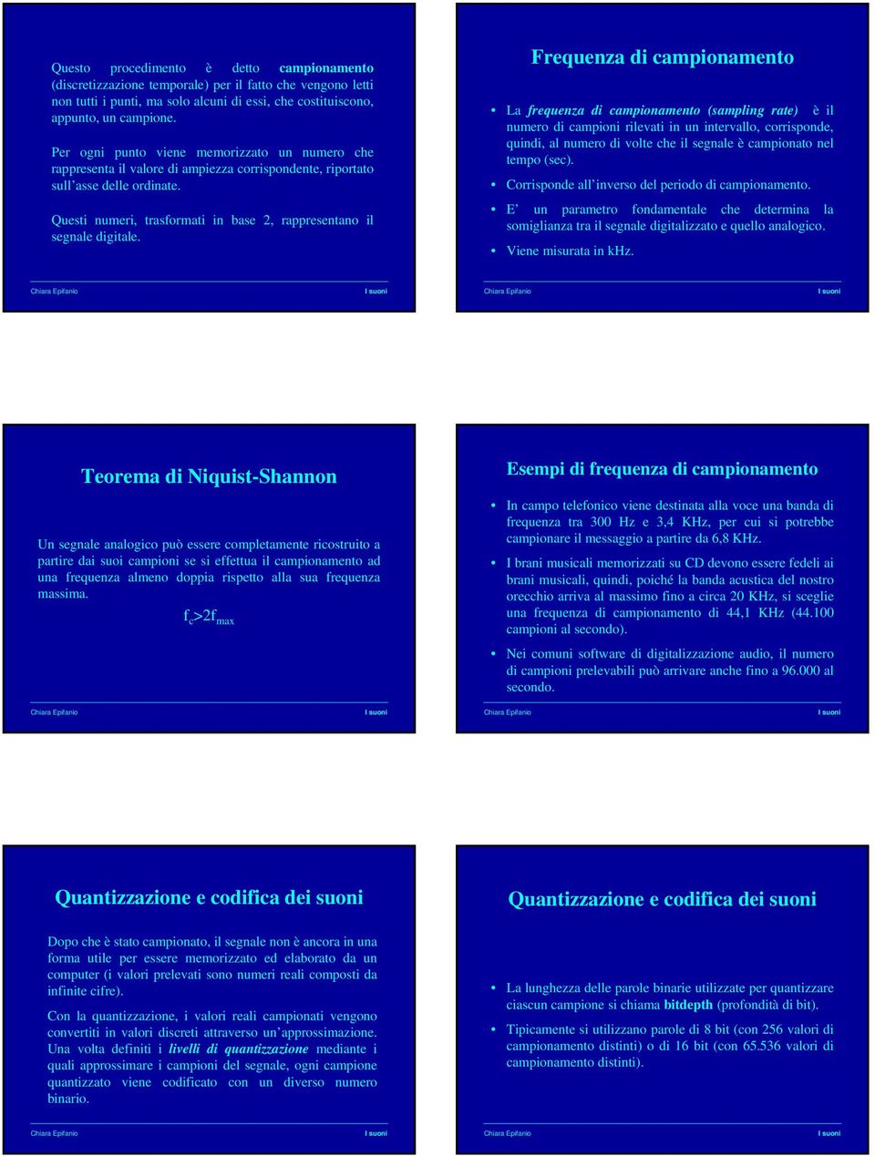 Questi numeri, trasformati in base 2, rappresentano il segnale digitale.