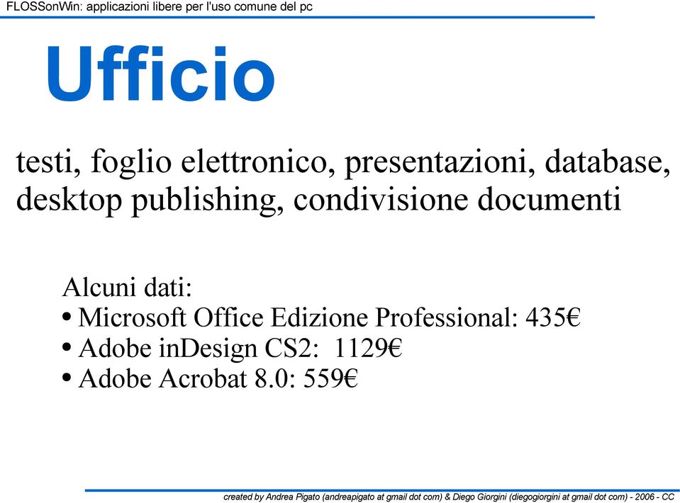 documenti Alcuni dati: Microsoft Office Edizione