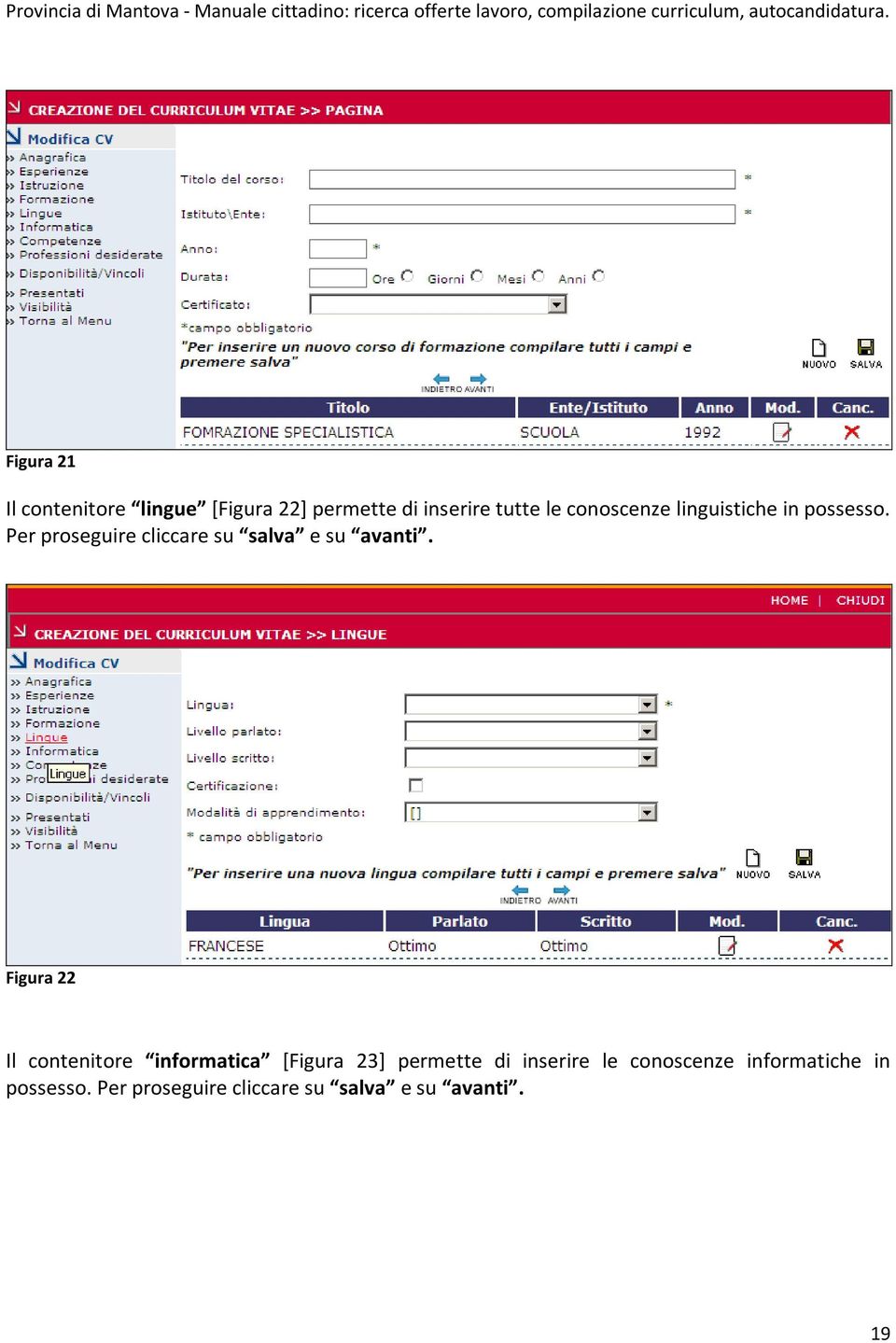 Per proseguire cliccare su salva e su avanti.