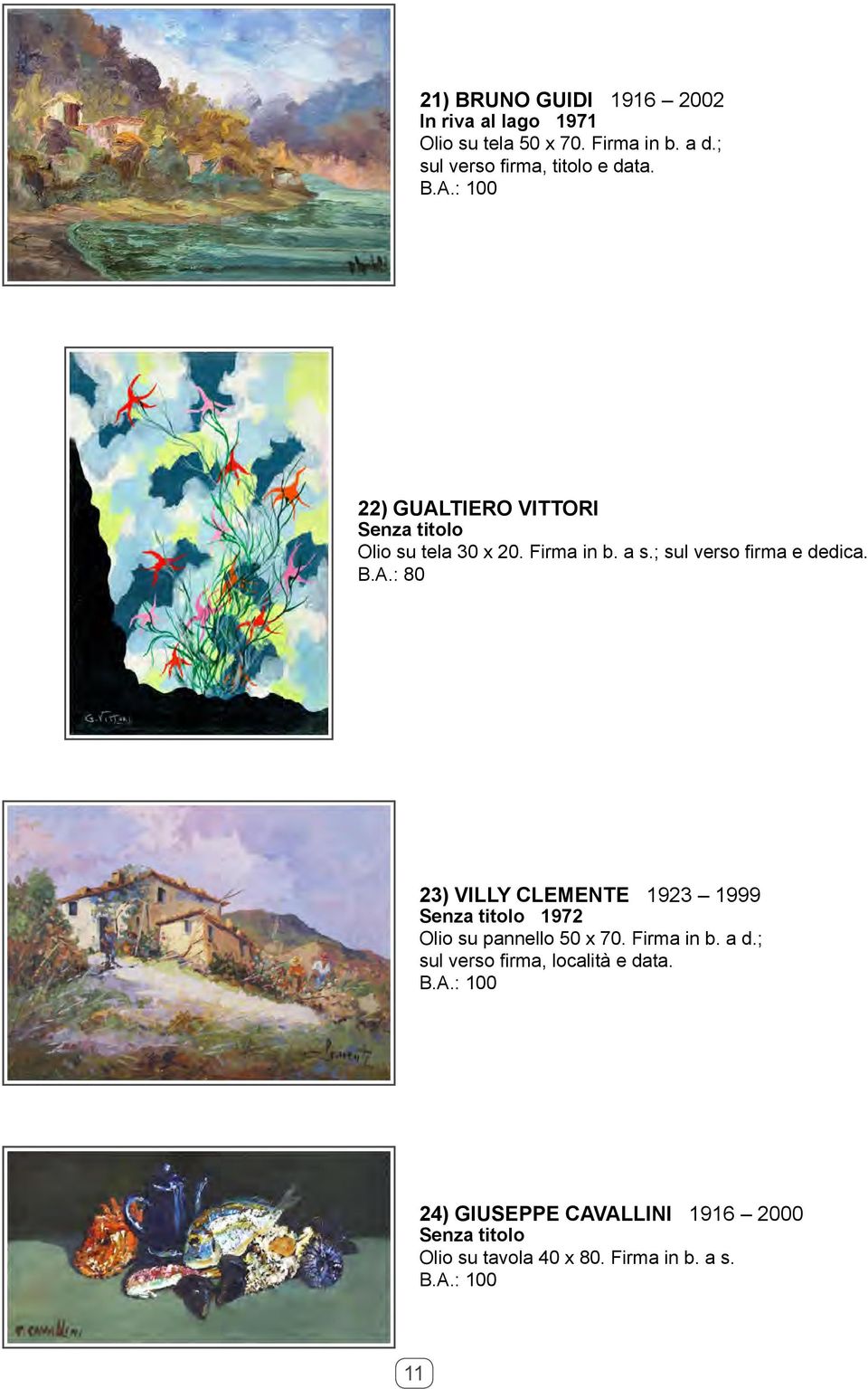 ; sul verso firma e dedica. B.A.: 80 23) VILLY CLEMENTE 1923 1999 1972 Olio su pannello 50 x 70.