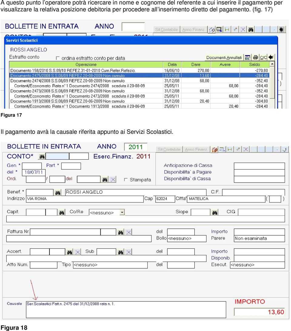 debitoria per procedere all inserimento diretto del pagamento. (fig.