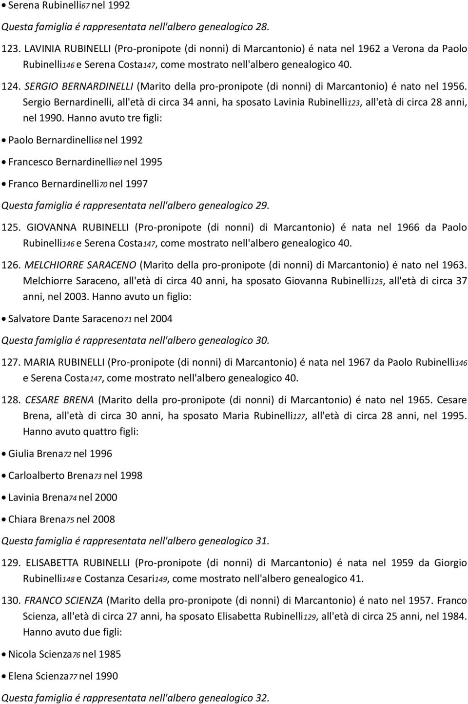SERGIO BERNARDINELLI (Marito della pro-pronipote (di nonni) di Marcantonio) é nato nel 1956.