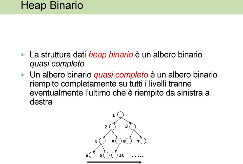 binario riempito completamente su tutti i livelli tranne