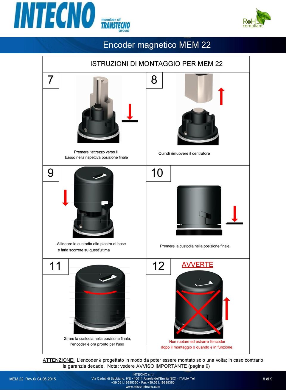 L'encoder è progettato in modo da poter essere